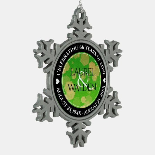 エレガント第66回タイタ結婚ナイト記念日 スノーフレークピューターオーナメント (左)