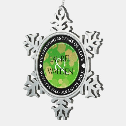 エレガント第66回タイタ結婚ナイト記念日 スノーフレークピューターオーナメント (右)