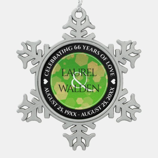 エレガント第66回タイタ結婚ナイト記念日 スノーフレークピューターオーナメント (正面)