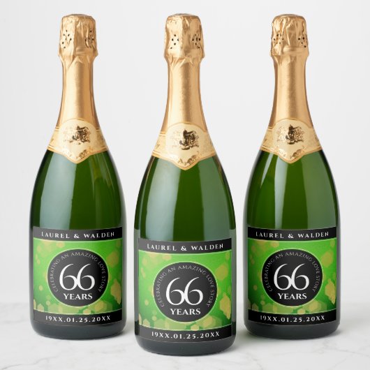 エレガント第66回タイタ結婚ナイト記念日 スパークリングワインラベル (ボトル)