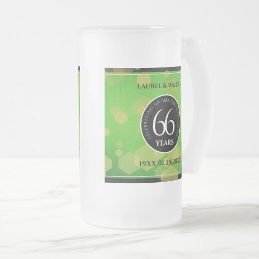 エレガント第66回タイタ結婚ナイト記念日 フロストグラスビールジョッキ (正面右)