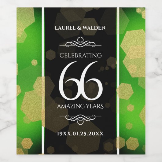 エレガント第66回タイタ結婚ナイト記念日 ワインラベル (シングルラベル)