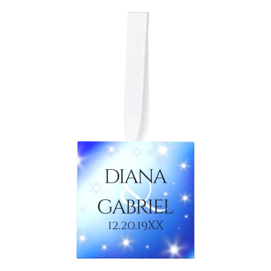 エレガント第67回スター結婚サファイア キューブオーナメント (正面)