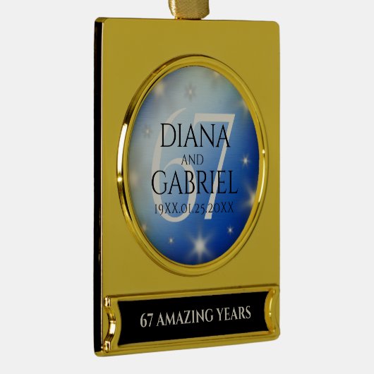 エレガント第67回スター結婚サファイア ゴールドプレートバナーオーナメント (右)