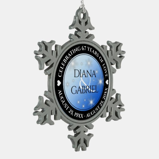 エレガント第67回スター結婚サファイア スノーフレークピューターオーナメント (左)