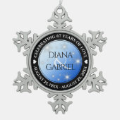 エレガント第67回スター結婚サファイア スノーフレークピューターオーナメント (正面)