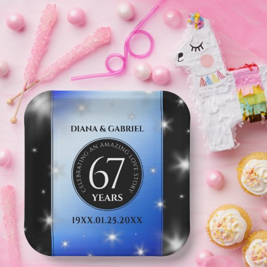 エレガント第67回スター結婚サファイア ペーパープレート (パーティー)