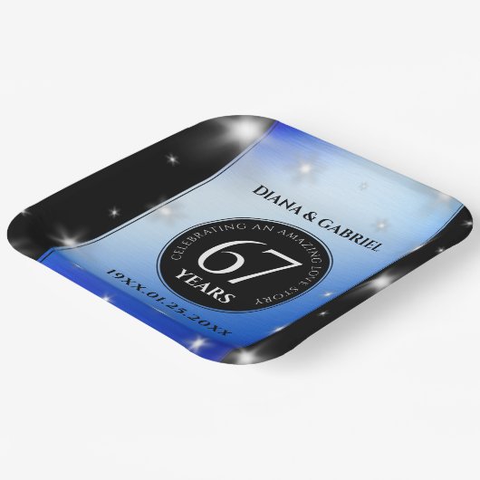 エレガント第67回スター結婚サファイア ペーパープレート (傾斜あり)