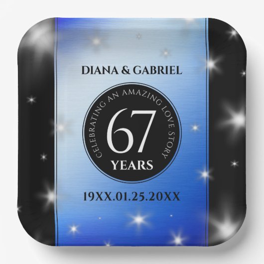 エレガント第67回スター結婚サファイア ペーパープレート (正面)