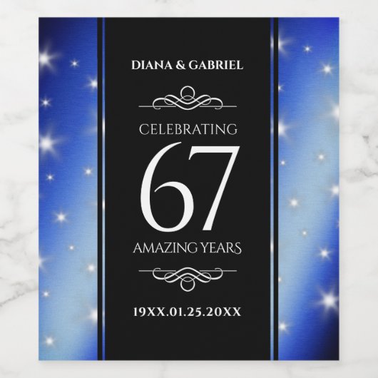 エレガント第67回スター結婚サファイア ワインラベル (シングルラベル)