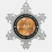 エレガント第7回22回銅49周年記念結婚会 スノーフレークピューターオーナメント (正面)