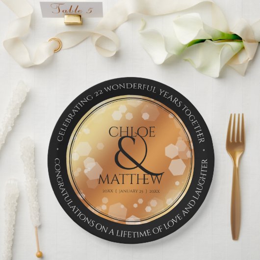 エレガント第7回22回銅49周年記念結婚会 ペーパープレート (ウェディング)