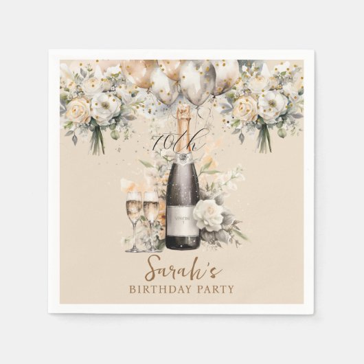 エレガント第70回サプライズ誕生日パーティー スタンダードカクテルナプキン (正面)