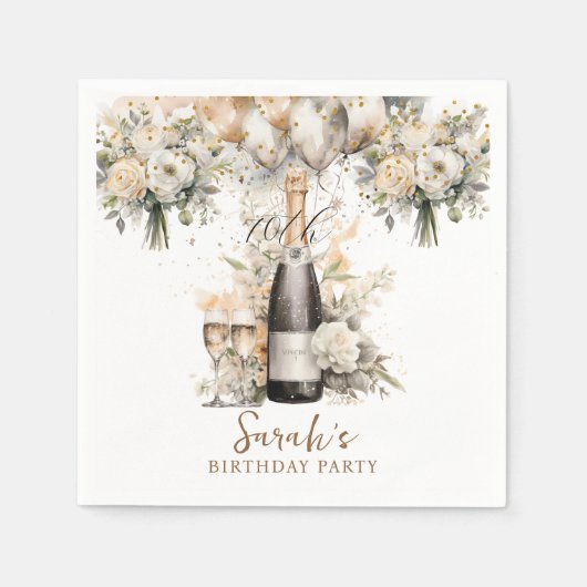 エレガント第70回サプライズ誕生日パーティー スタンダードカクテルナプキン (正面)