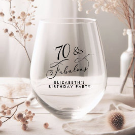 エレガント第70回誕生日パーティー ステムなしワイングラス