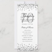 エレガント第70回誕生日プログラムメニュー感謝していUシルバー 招待状 (正面)