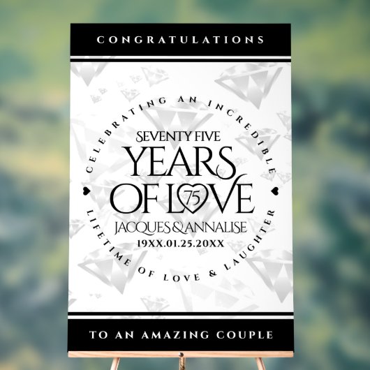 エレガント第75回ダイヤ結婚モンド アクリルサイン (ニュートラル)