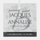 エレガント第75回ダイヤ結婚モンド ガラスオーナメント (正面)