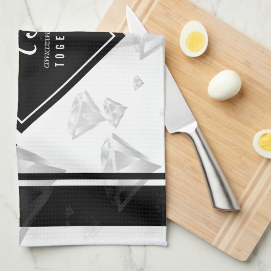 エレガント第75回ダイヤ結婚モンド キッチンタオル (四つ折り)