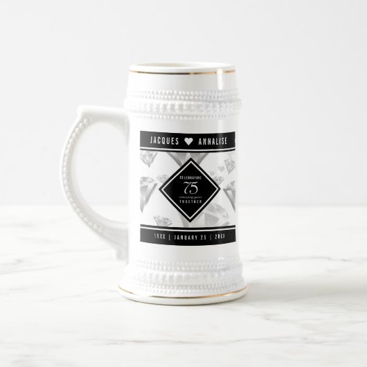 エレガント第75回ダイヤ結婚モンド ビールジョッキ (左)