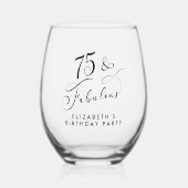 エレガント第75回誕生日パーティー ステムなしワイングラス (正面)