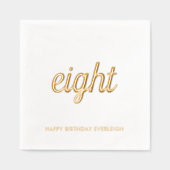 エレガント第8誕生日ゴモダンールドフォイルナプキンス 箔ナプキン (正面)