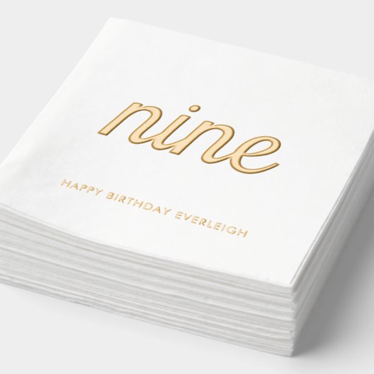 エレガント第9誕生日ゴモダンールドフォイルナプキンス 箔ナプキン (詳細)