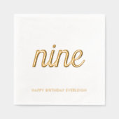 エレガント第9誕生日ゴモダンールドフォイルナプキンス 箔ナプキン (正面)