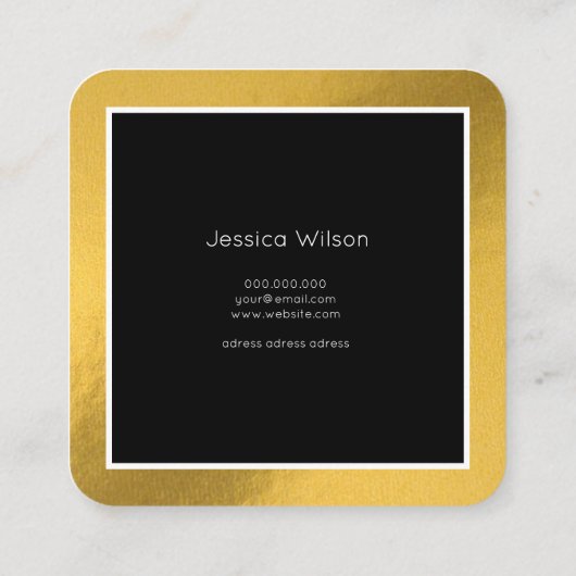 エレガント箔金ゴールド名モダン刺 スクエア名刺 (裏面)
