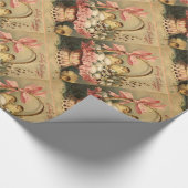 エレガント籠、鶏、花、復活卵 ラッピングペーパー (角)