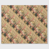 エレガント籠、鶏、花、復活卵 ラッピングペーパー (フラット)