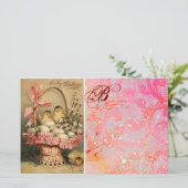 エレガント籠、鶏、花、復活卵 便箋 (スタンド正面)