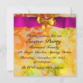 エレガント籠、鶏、花、復活卵 招待状 (裏面)