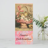 エレガント籠、鶏、花、復活卵 招待状 (スタンド正面)