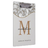 エレガント粉砕金ゴールド大理石ブラックグレーモノグラム クリップボード (右)