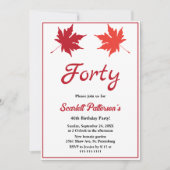 エレガント紅葉シ素朴ック秋40th誕生日 招待状 (正面)
