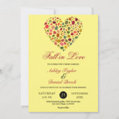 エレガント紅葉ハート黄フローラ結婚ズ 招待状 (正面)