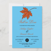 エレガント紅葉ブルー秋結婚フローラ 招待状 (正面)