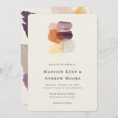 エレガント紅葉モダンオータムアート結婚ズ 招待状 (正面/裏面)