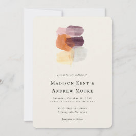 エレガント紅葉モダンオータムアート結婚ズ 招待状