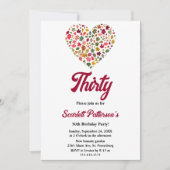 エレガント紅葉ロマンチックハート30th Birthday 招待状 (正面)