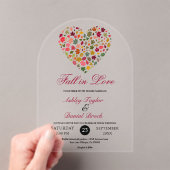 エレガント紅葉ロマンハート結婚フローラ アクリル招待状 (インサイチュ (ポータブル))