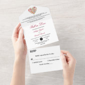 エレガント紅葉ロマンハート結婚フローラ オールインワン招待状 (貼ってはがせる)