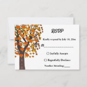 エレガント紅葉彫り木ロマン結婚ティック 出欠カード (正面)