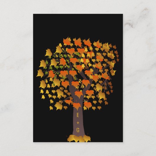 エレガント紅葉彫刻ツリーシック黒結婚の エンクロージャーカード (裏面)