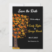 エレガント紅葉彫刻ツリーシック黒結婚の セーブザデート (正面)