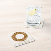 エレガント紅葉感謝祭素朴リース スクエアペーパーコースター (インサイチュ)