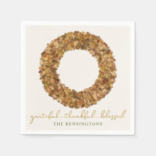 エレガント紅葉感謝祭素朴リース スタンダードカクテルナプキン (正面)