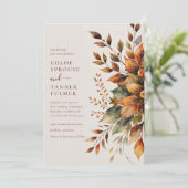 エレガント紅葉水色フローラ結婚 招待状 (スタンド正面)