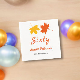 エレガント紅葉秋フローラ60誕生日 スタンダードカクテルナプキン
